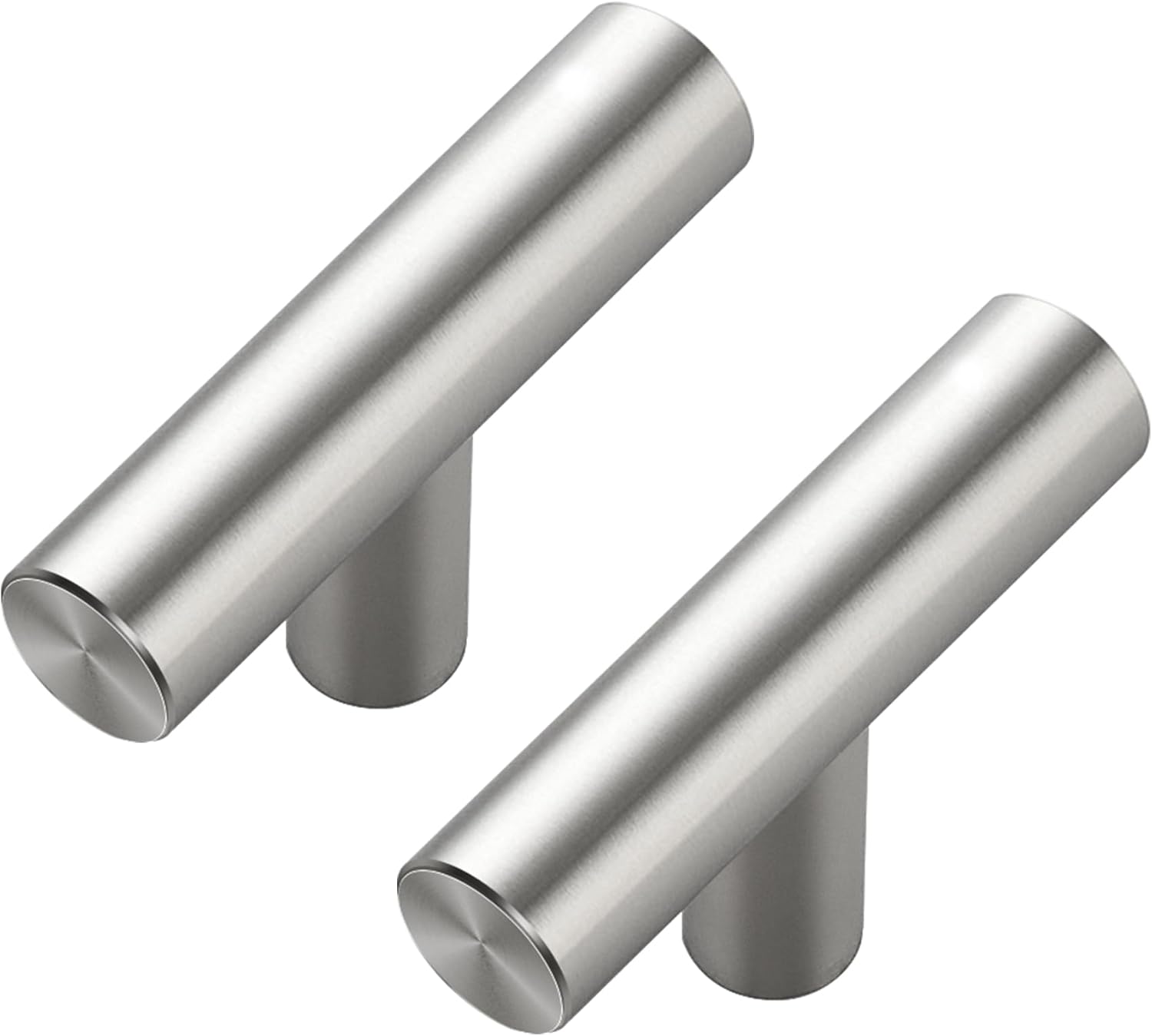 30 Pack Brushed Nickel Cabinet Knobs - Kitchen Silver Pulls for Drawer Stainless Steel Dresser Hardware 2in Length Single Hole T Bar, RDT50LS30