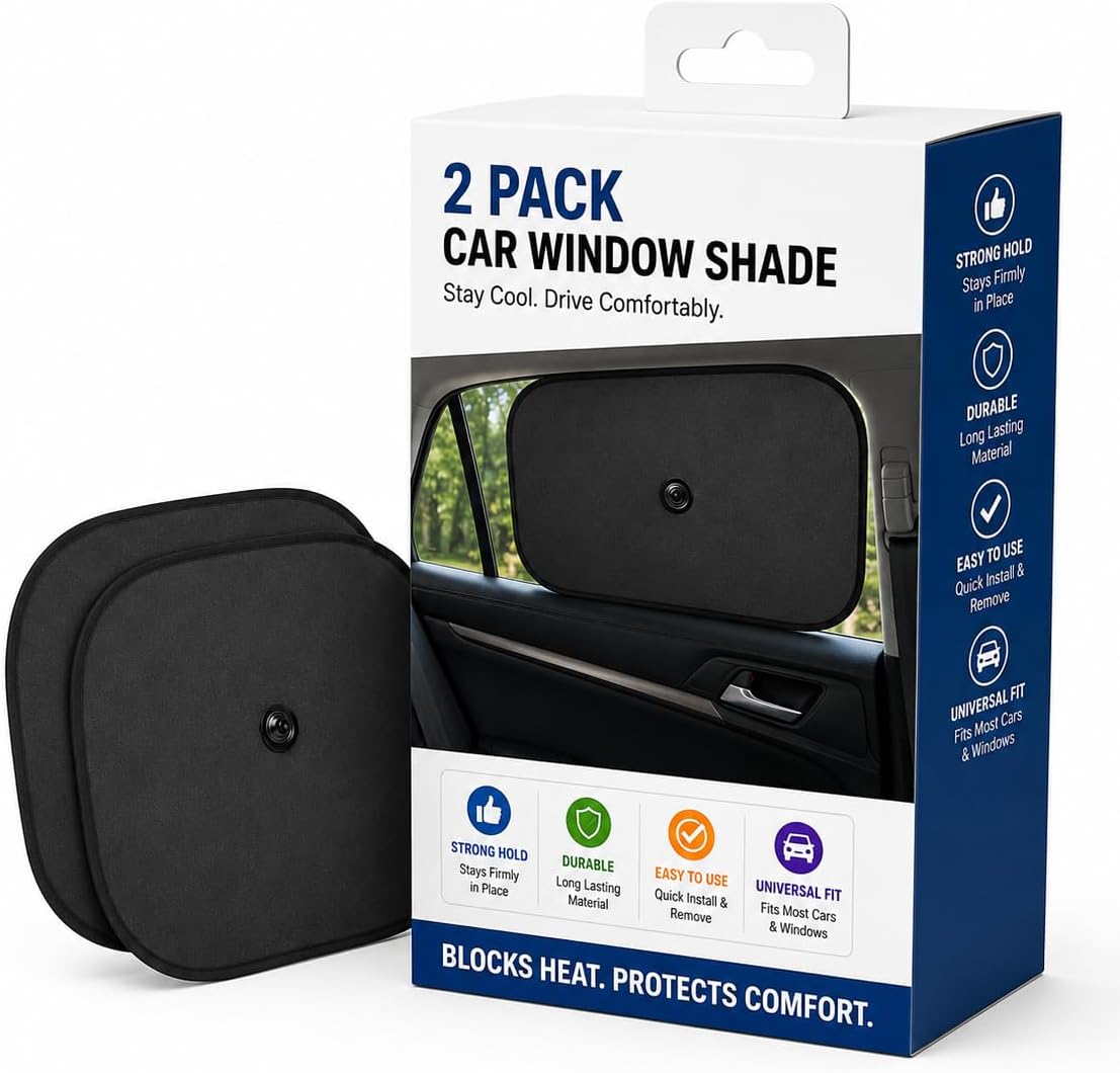 2 Pack Car Window Sun Shade for Baby Kids UV Protection Blocks Sunlight
