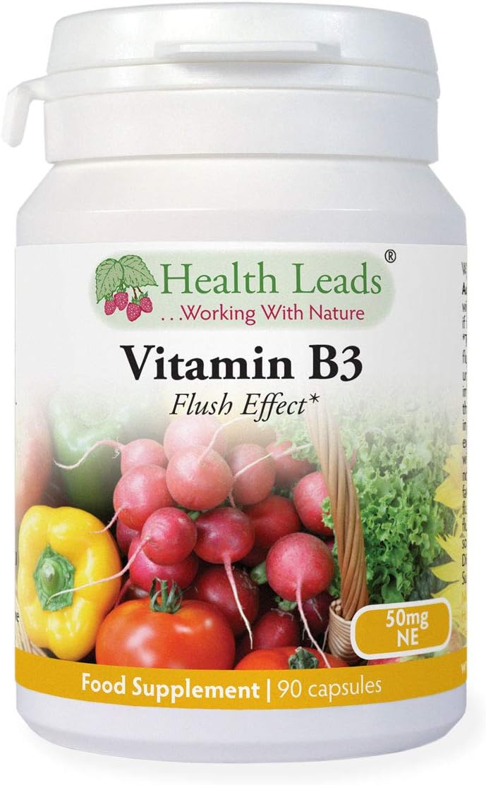 Vitamin B3 Niacin/Nicotinic Acid (Flush Effect) 50mg 90 Capsules, Magnesium Stearate Free & No Nasty Additives, Made in Wales (90 caps)