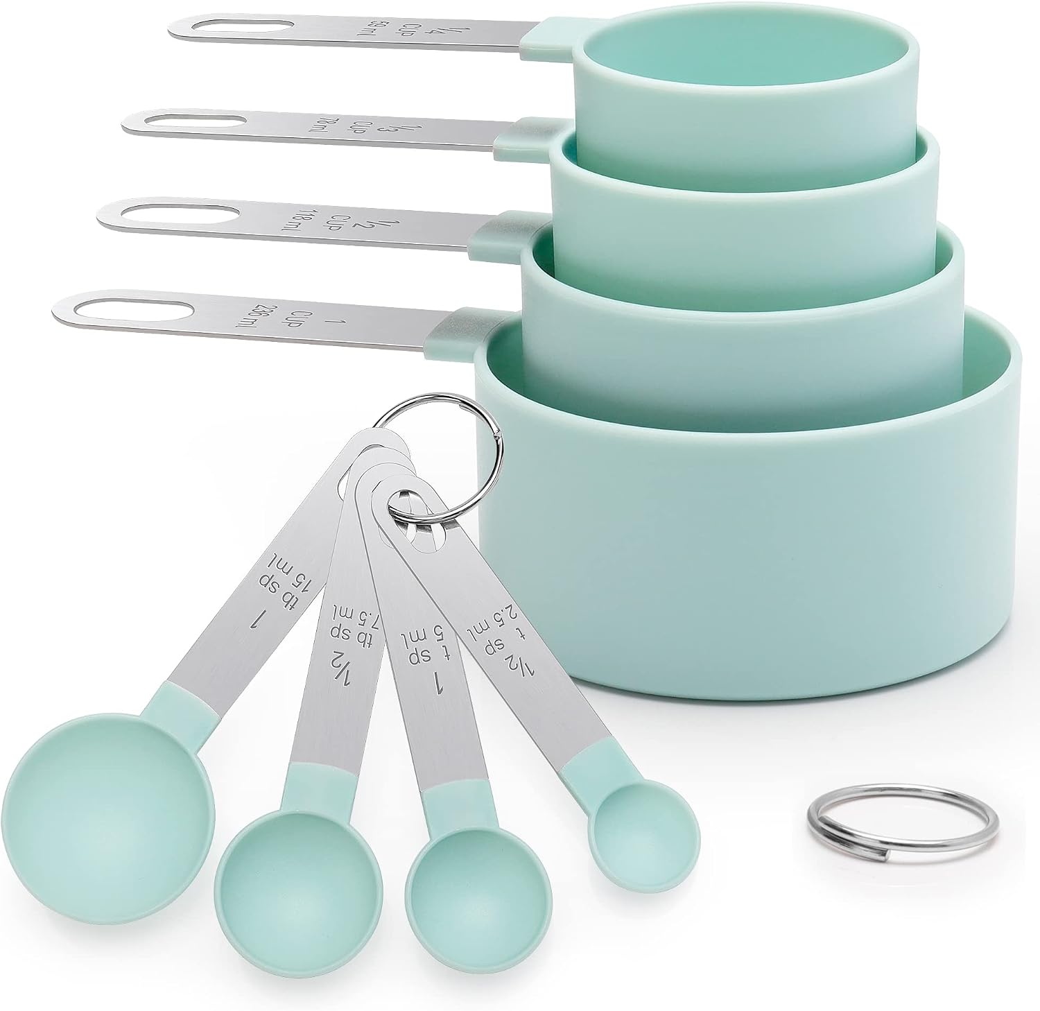 Measuring Cups and Spoons Set of 8 Pieces, nesting measuring cups for Measuring Dry or Liquid Ingredients, Stainless Steel Handle