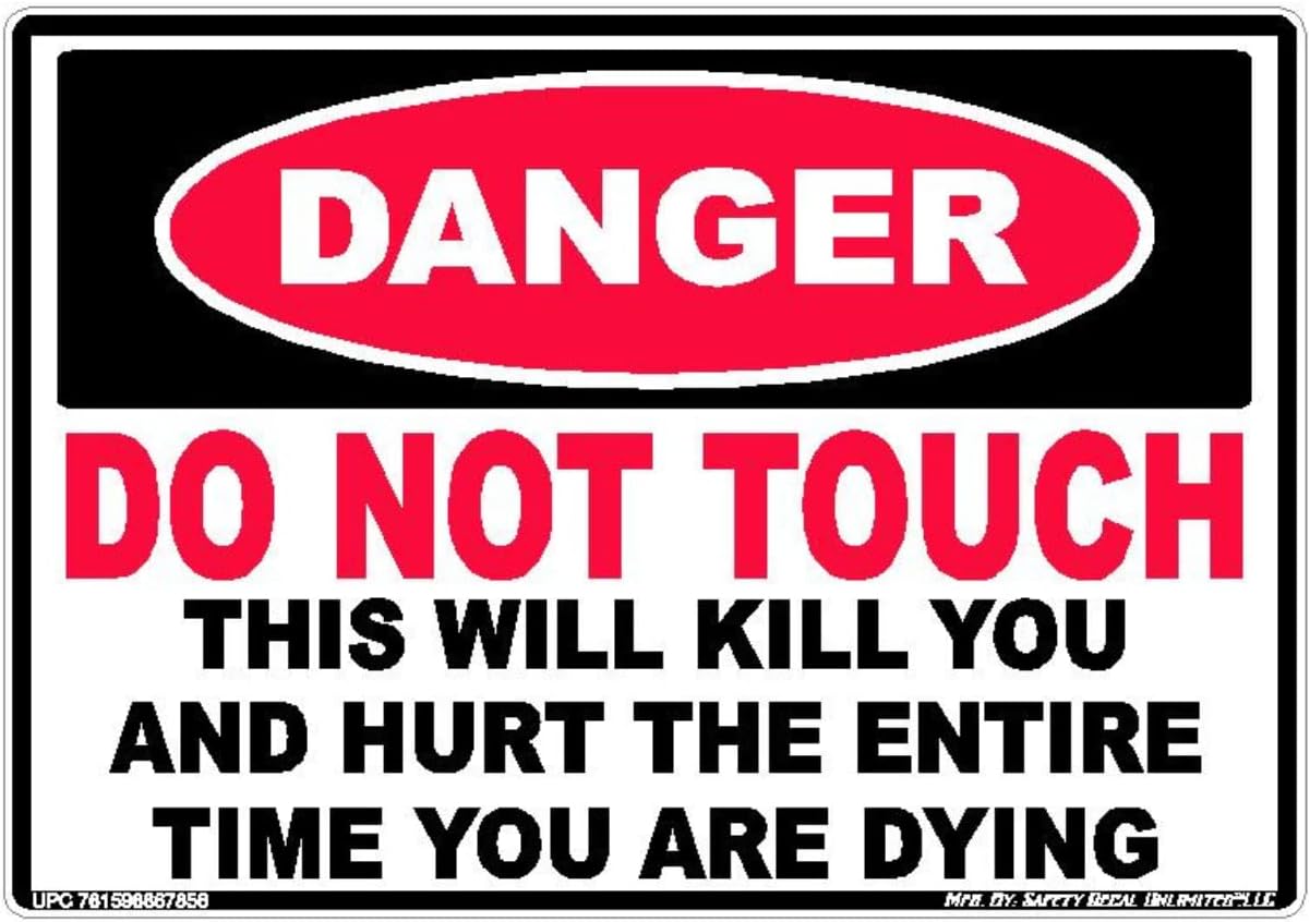 Danger Do Not Touch This Will Kill You Electrical Shock Hazard High Voltage Electrocution Warning Label Sticker Decal Peel & Stick Red Black White Made in USA 5 x 7 (1)