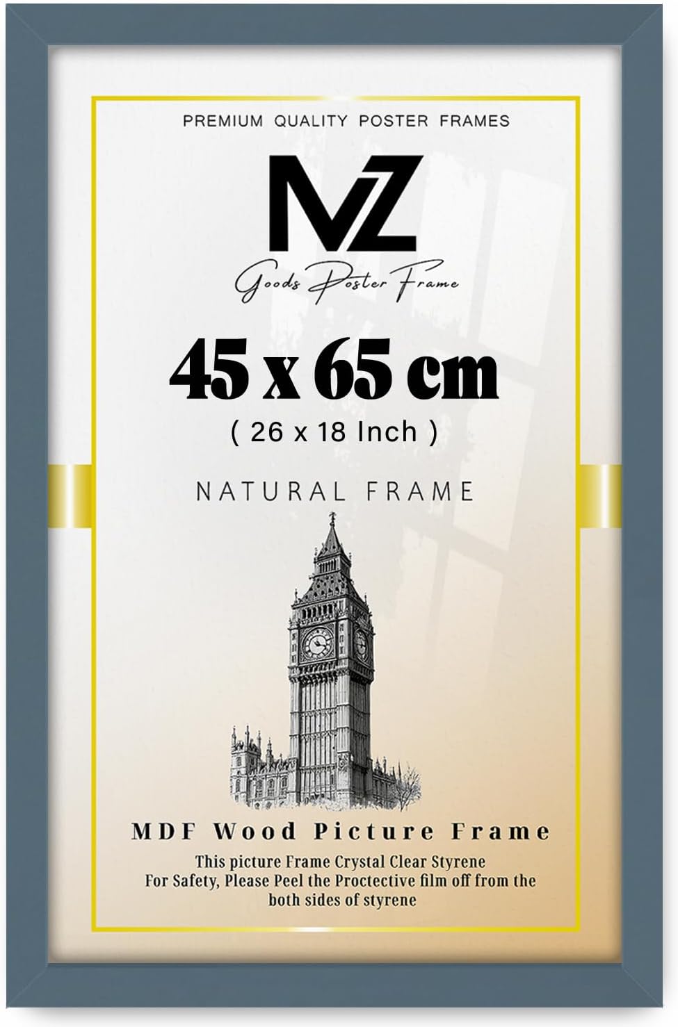 MZ GOODS | Modern 450 x 650 mm wood Finish, 26x18 Inch Minimalist Wall Decor, Ready to Frame, for Office & Study Room (45 x 65 CM) [ Dark Grey ]