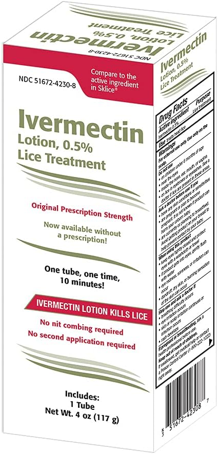 TARO Ivermectin Lotion 0.5% Lice Treatment for Adults - Prescription Level Hair Lice Treatment, Effective Solution Kills Eggs and Nits, No Nit Combing, Single Application use