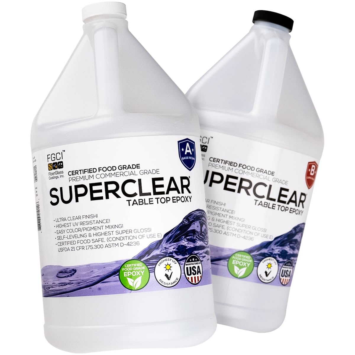 Table Top Epoxy Resin Superclear 2 Gallon | 256 oz Kit, Anti-Yellow Highest UV Impact Resistance, Food Safe Epoxy, Crystal Clear Gloss, Bubble Free, Bar & Surface Coat, Tumblers, Wood, DIY