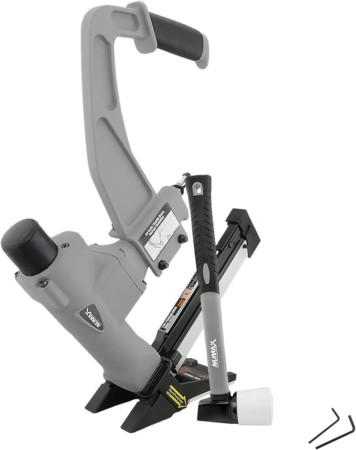 NuMax SFL618 Pneumatic 3-in-1 15.5-Gauge and 16-Gauge 2" Flooring Nailer / Stapler with Flooring Mallet and Interchangeable Base Plates