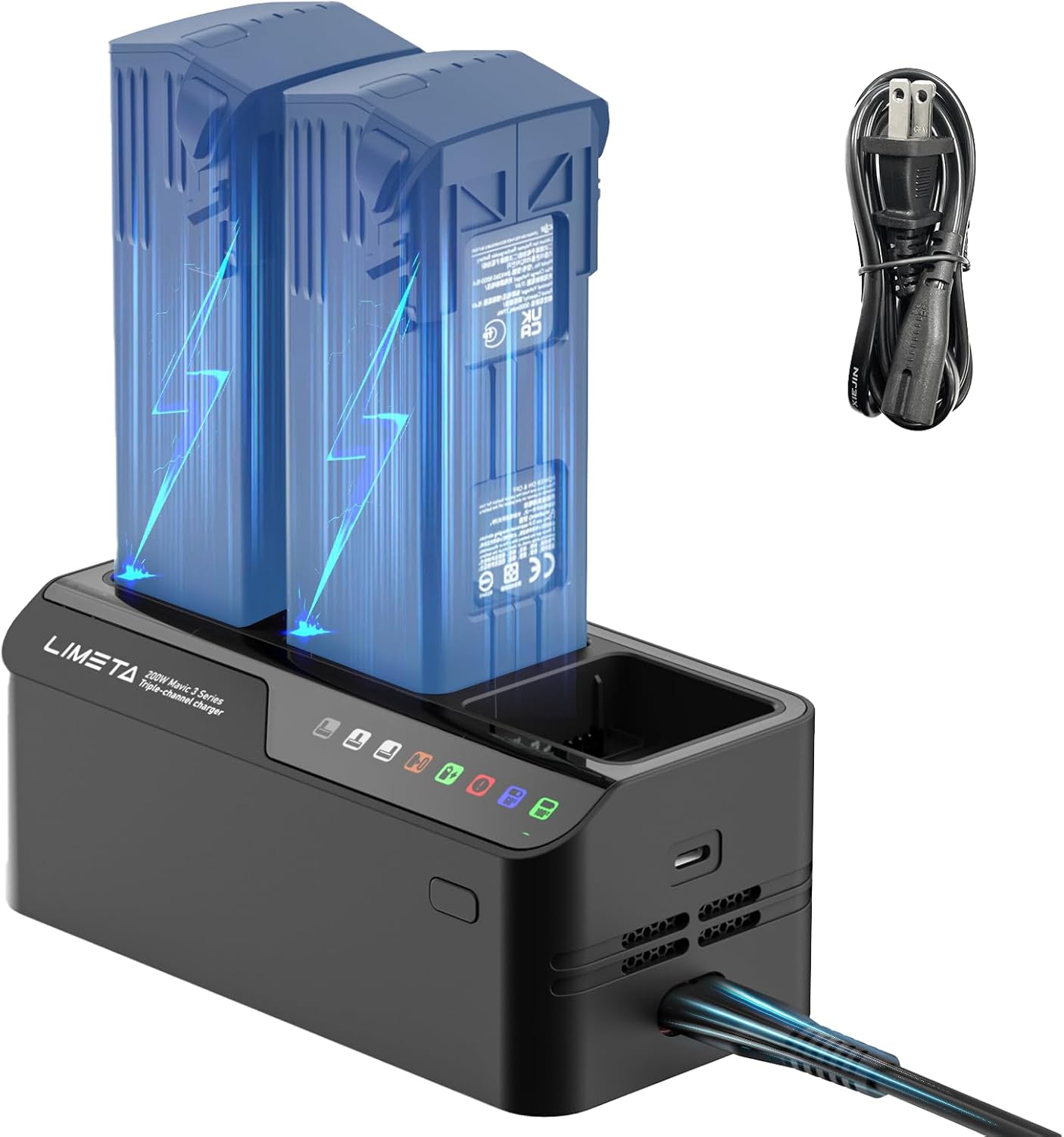 DJI Mavic 3 Series Three-Channel Smart Fast Charger MC336 200W high-Efficiency Charging Type-C bidirectional Power Supply One-Click Storage Mode Three-Battery simultaneous Charging