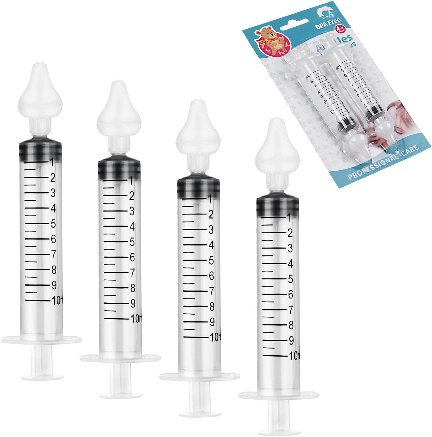 Vicloon Nasal Aspirator, 4pcs Baby Nasal Aspirator, Nose Cleaner Nasal Irrigator for Newborns Toddlers, Safe Nose Cleaner with Cleanable & Reusable Silicone Nasal Suction Tip