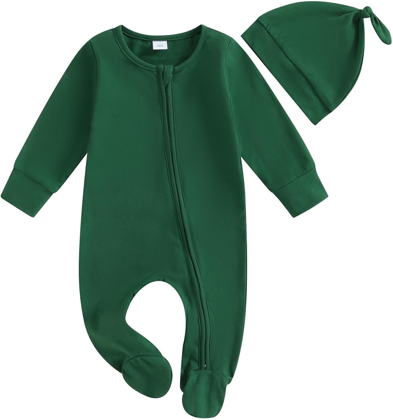 SRTUMEY New Born Baby Girl Jumpsuit Newborn Infant Baby Boys Girls Footie Romper Solid Zipper Jumpsuit Baby Home Wear Outfit with Hat Baby Boy Girl Romper Suits