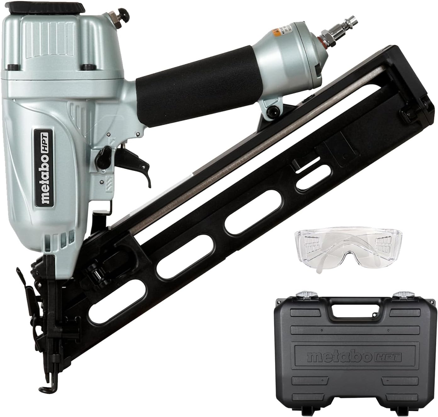 Metabo HPT Finish Nailer, 15 Gauge, Pneumatic, Angled, Finish Nails 1-1/4-Inch up to 2-1/2-Inch, Integrated Air Duster, Selective Actuation Switch, 5-Year Warranty (NT65MA4)
