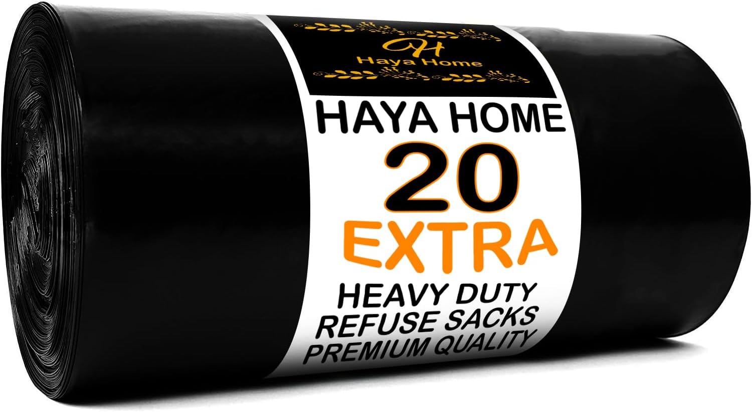 Haya Home 20 EXTRA LARGE Heavy Duty Bin Bags 100L Black Plastic Bin Liners 45 μm Refuse Sacks Ultra Strong Heavy Duty Waste Dustbin Bags for Kitchen Home Office DIY Garden Use 100% Recycled Material
