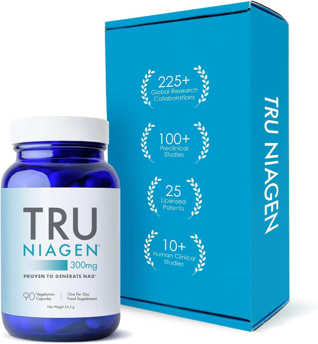 TRU NIAGEN Niacin as Nicotinamide Riboside NAD Supplement for Reduction of Tiredness & Fatigue, Patented Formula NR - 90 Count - 300mg