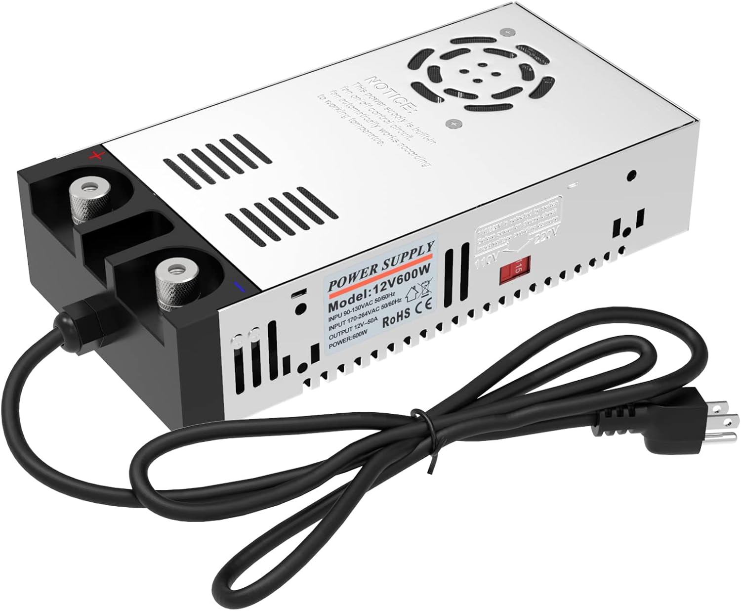IMAYCC AC to DC Converter - 110V to 12V Power Supply, Universal 120V to 12V Converter Transformer, Max Current 50A 600W