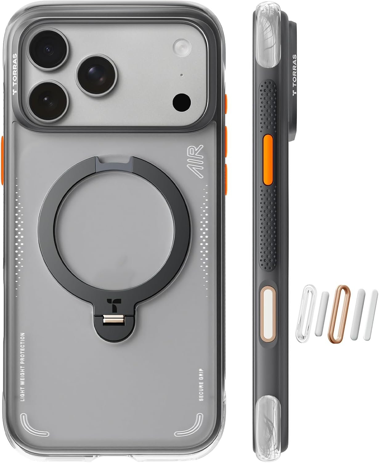 TORRAS Ostand Q3 Air for iPhone 17 Pro Max Case with 360 Magnetic Stand, Fit for MagSafe, Mil-Grade Drop Tested, Camera Control Button, Shockproof Phone Case for iPhone 17 Pro Max 6.9", Shadow Black