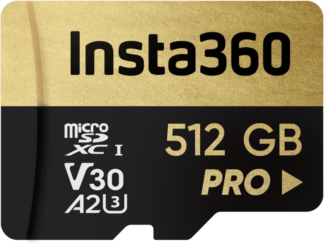Insta360 512GB UHS-III V30 A2 MicroSD Memory Card for One X/One X2 / X3 / X4 / X5, One R/One RS, Ace Pro and Sphere Action Cameras