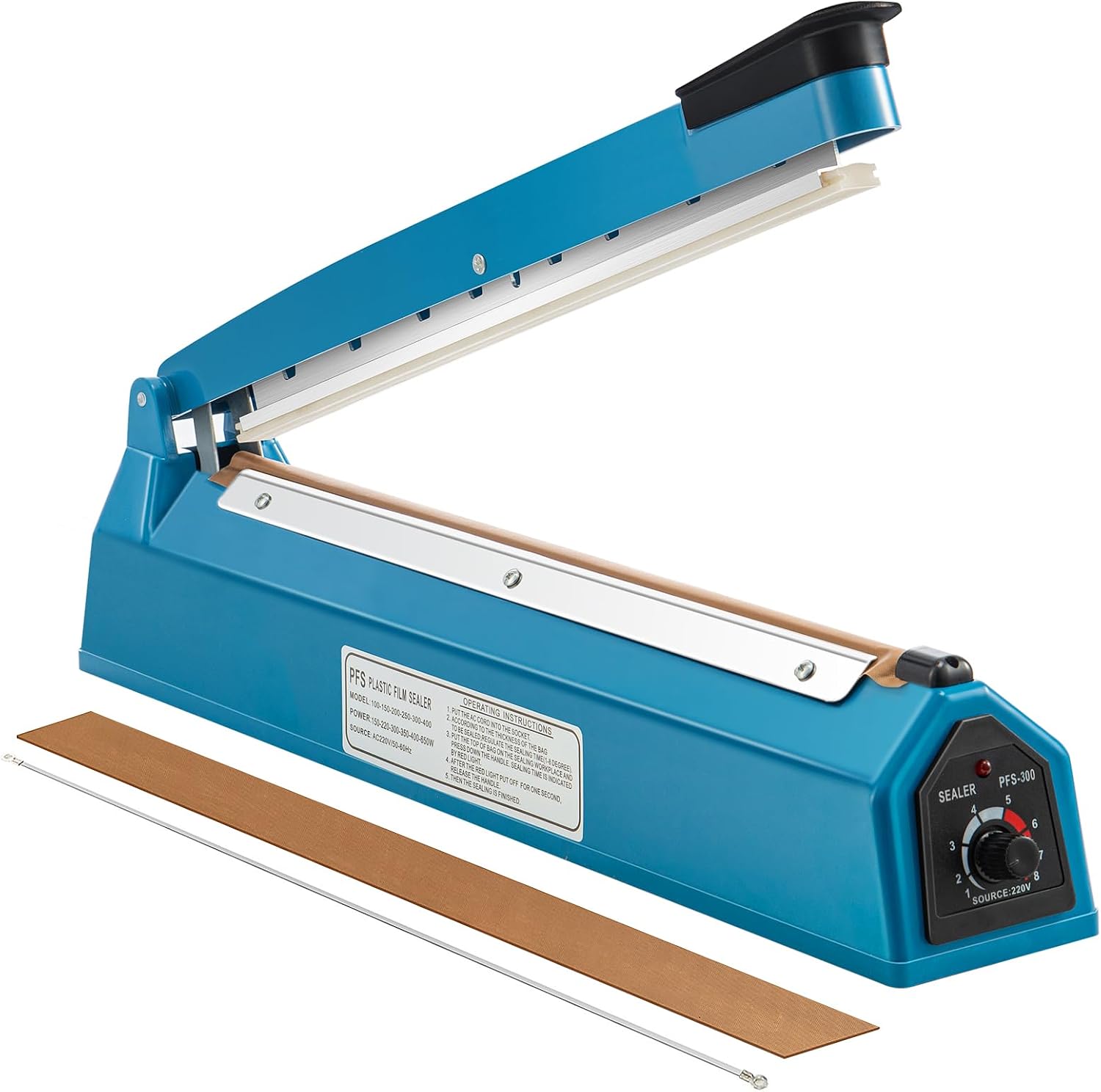 Youyijia 12" 300mm Impulse Heat Sealer Portable Sealing Machine Balloon Heat Sealer Machine Mylar PP Plastic Bag Sealer Food Film Manual Pressure Sealer