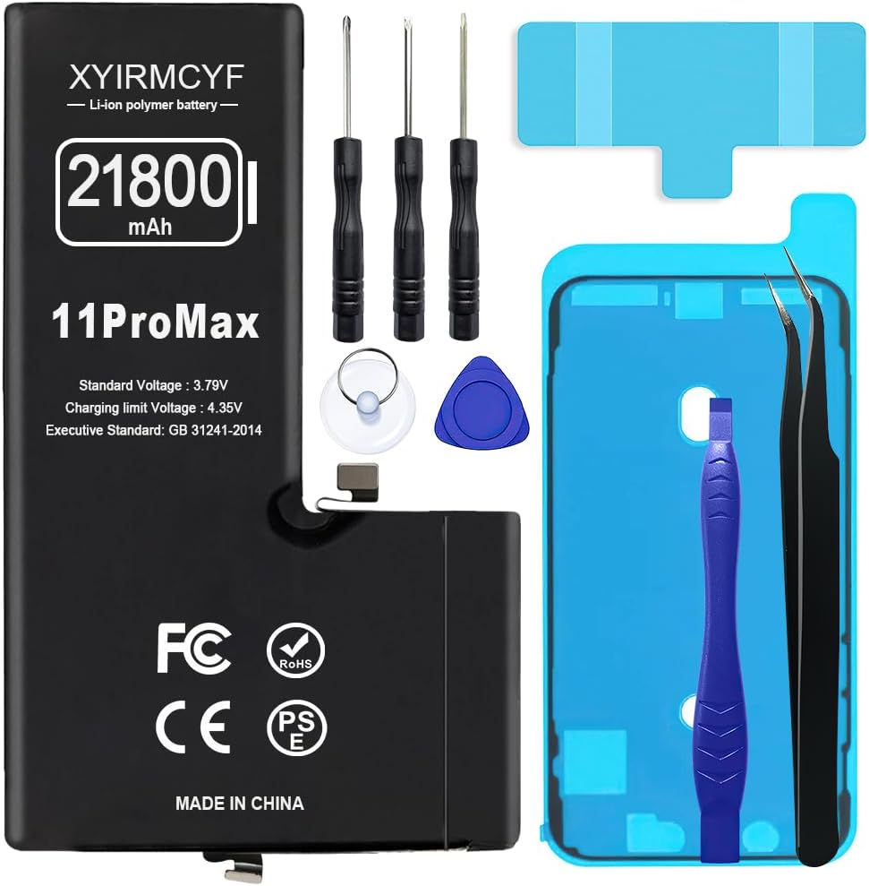 XYIRMCYF 21800mAh Super Capacity Battery Compatible with iPhone 11 Pro Max, 0 Cycle Li-Polymer Replacement Battery for iPhone 11 Pro Max, with Professional Repair Tool Kit