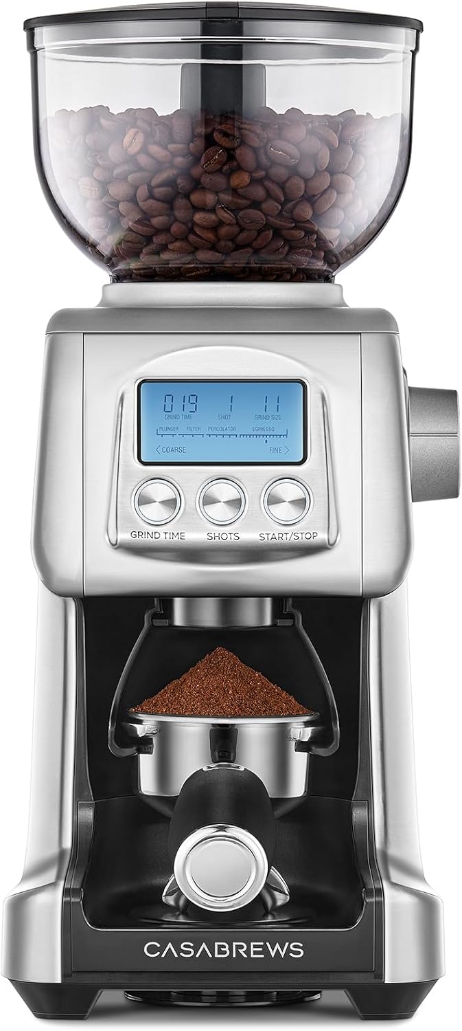 CASABREWS Tornado Burr Coffee Grinder, Electric Conical Burr Coffee Bean Grinder with 77 Settings, Intelligently Grinds from Espresso to French Press, Gift for Baristas and Coffee Lovers