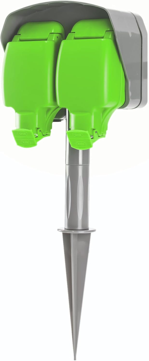 Status 15m Extension Lead, Dual Socket, Green