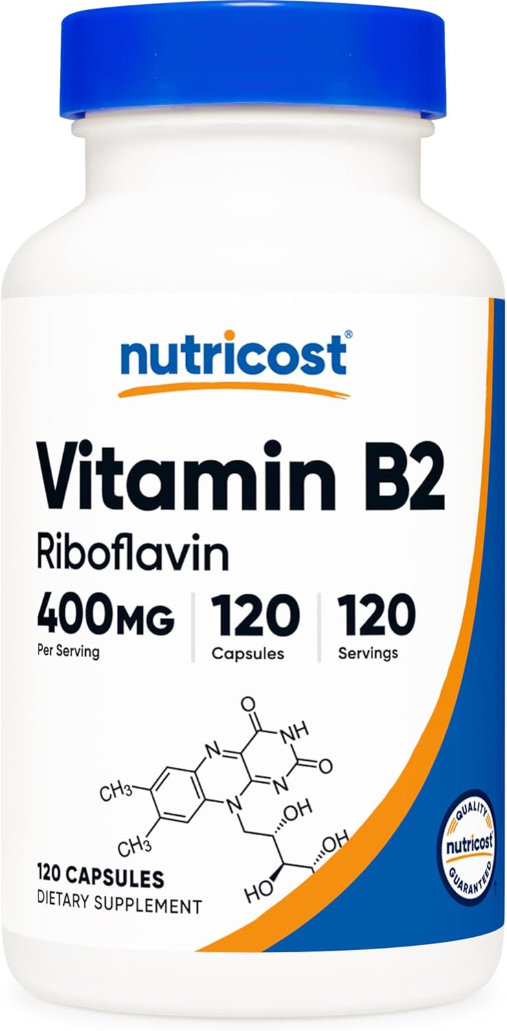 Nutricost Vitamin B2 (Riboflavin) 400mg, 120 Capsules - Gluten Free, Non-GMO, Energy Boost, Premium Quality