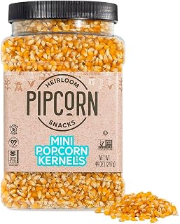 Heirloom Mini Popcorn Kernels by Pipcorn - 44 oz Jar, Unpopped Popcorn, Healthy, Non-GMO, Vegan, Gluten Free Snacks