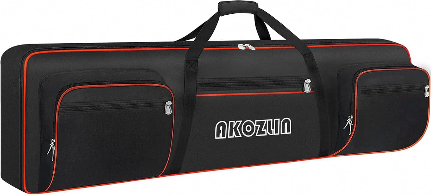 AKOZLIN 88 Key Keyboard Case, Padded Piano Bag with Handle and Adjustable Shoulder Straps, Portable Piano Keyboard Case, Soft Keyboard Gig Bag with Pockets for Accessories 54.1"x13.18"x6.69"