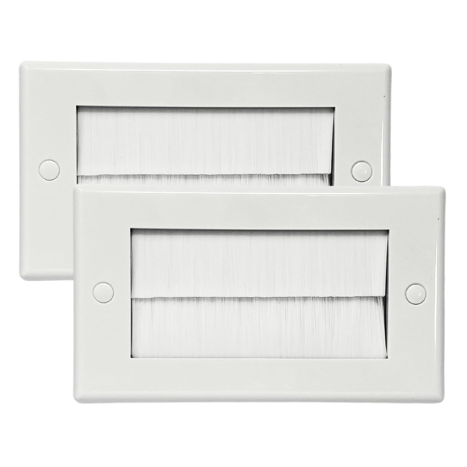 Evoges Brush Faceplate White Brushplate Wall Plate (Pack of 2, 2 Gang Double)