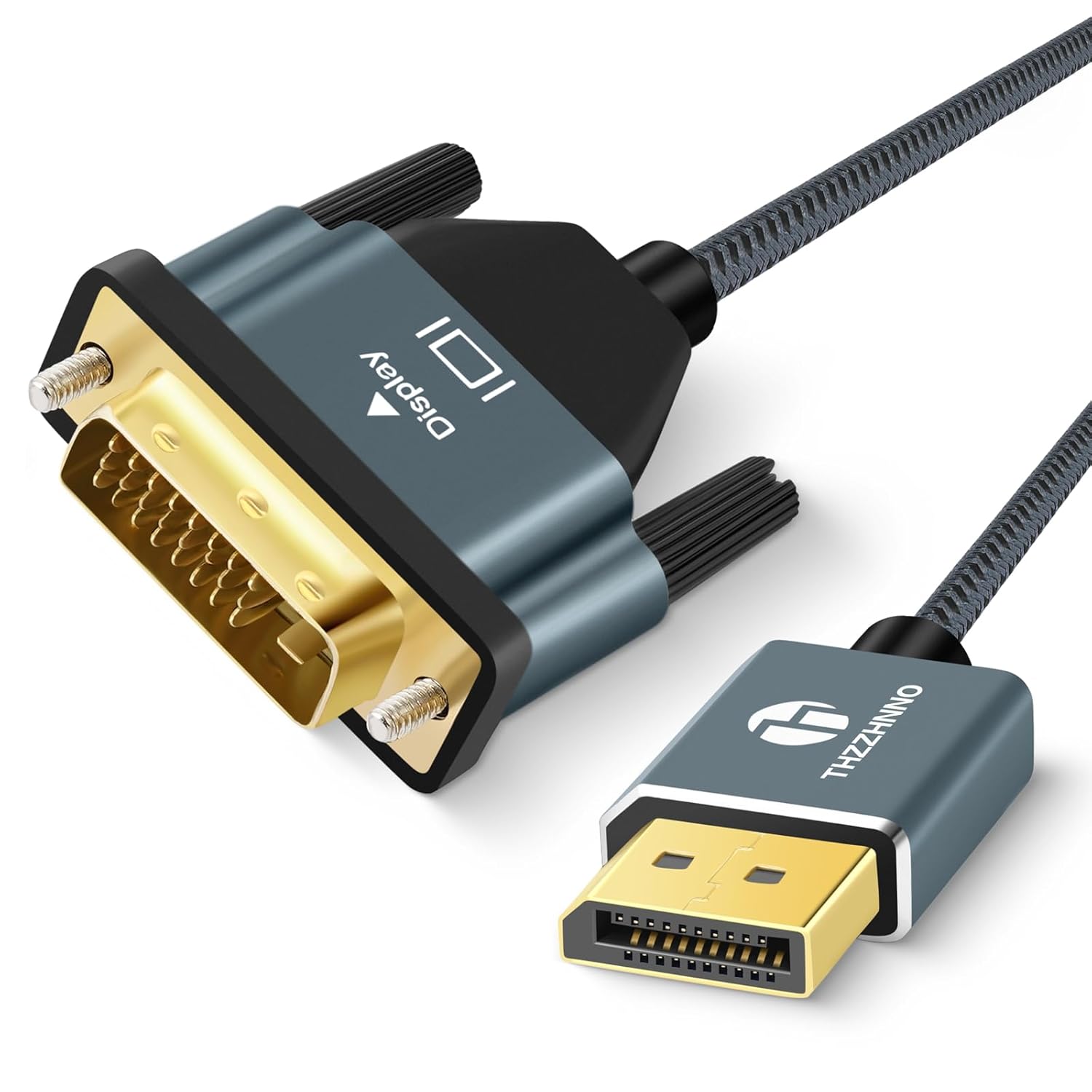Thzzhnno DisplayPort to DVI Cable 1M,DP to DVI-D Cable,Nylon Braided Adapter Male to Male 1080P@60Hz for Computer, Desktop, Laptop, PC, Monitor, Projector