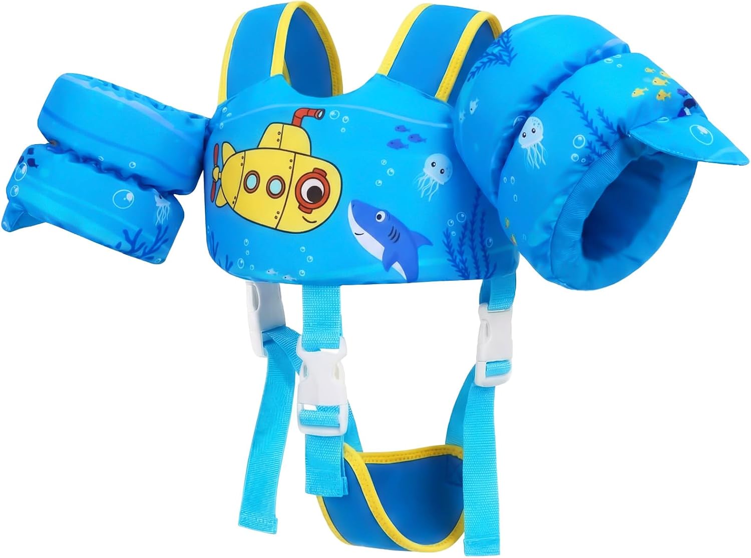 Gogokids 2-in-1 Toddler Swim Vest Pool Floaties for Kids[CPC Certified & Remove Crotch Strap]Puddle Float Jumper 24-66 Pounds, Toddler Arm Floaties Swim Jacket Water Wings for kids Boys Girls Swimmies