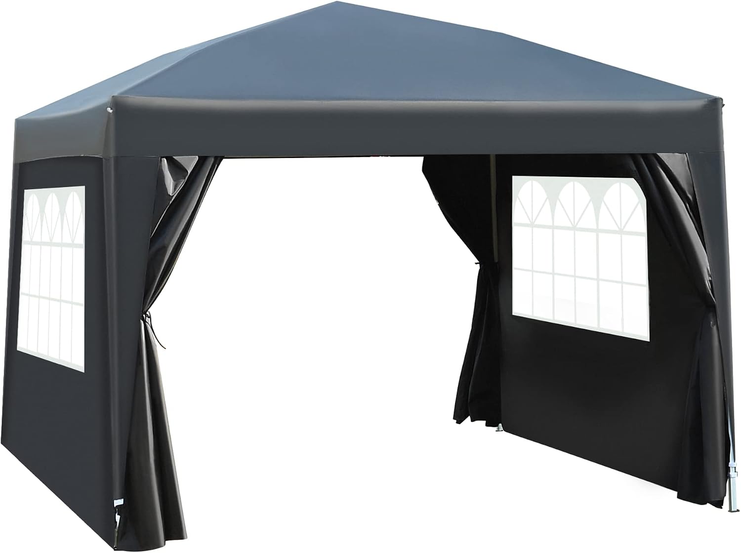 Outsunny 3 x 3 m Garden Pop Up Gazebo, Wedding Party Tent Marquee, Water Resistant Awning Canopy With Sidewalls, Windows, Carry Bag, Black