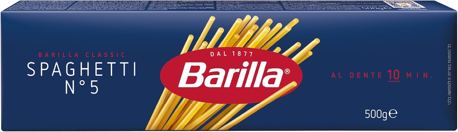 Barilla Spaghetti Pasta 500g – Italian Spaghetti Made with Durum Wheat Semolina – Non-GMO, Kosher Certified – Ideal for Bolognese, Carbonara & Classic Sauces – 1 Pack