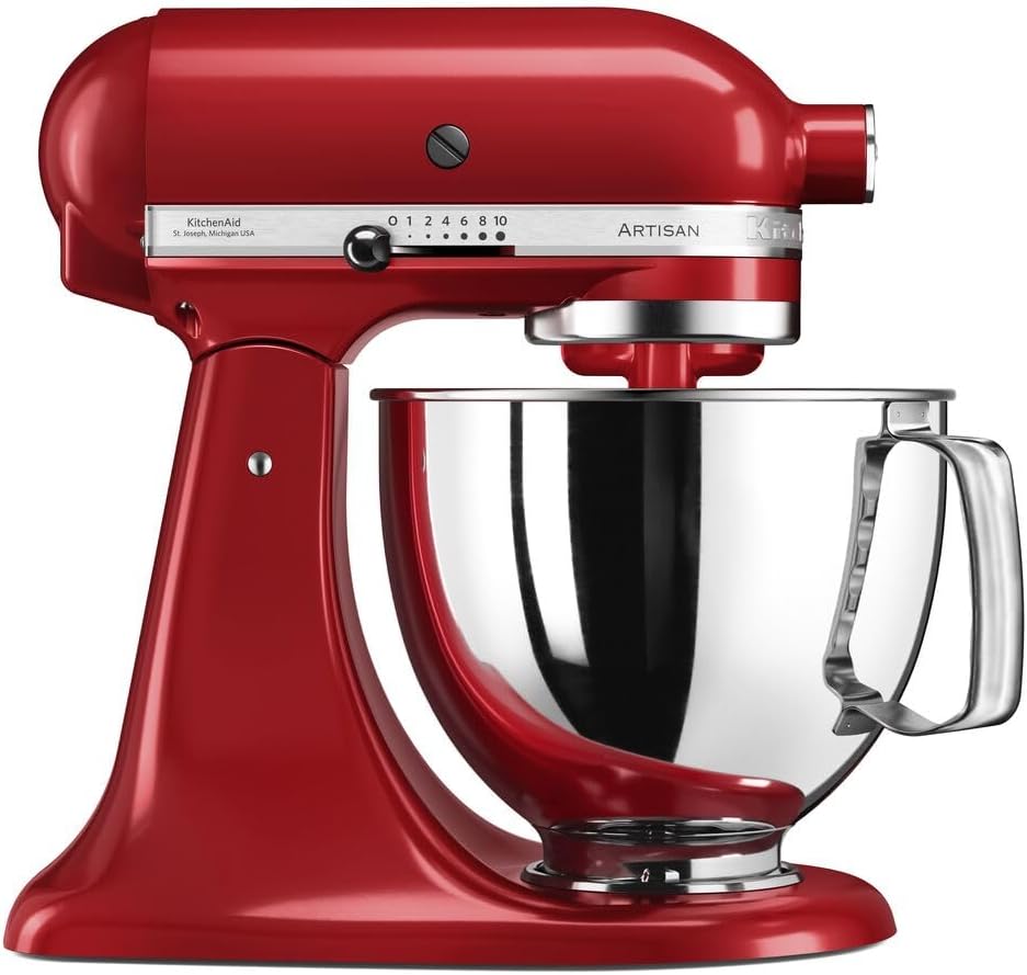 KitchenAid 144279 5KSM125 EER Artisan Food Processor with 5KSM125EER Basic Equipment, Empire Red, Aluminium, 300 W, 4.8 liters