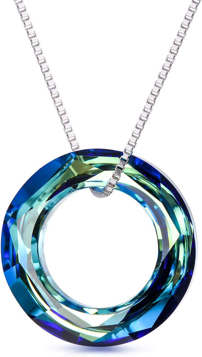 AOBOCO Sterling Silver Eternal Love Necklace with Austrian Crystal, Friendship Wedding Anniversary Jewellery Gifts for Women Girls Wife Mum Girlfriend Best Friend Sisters