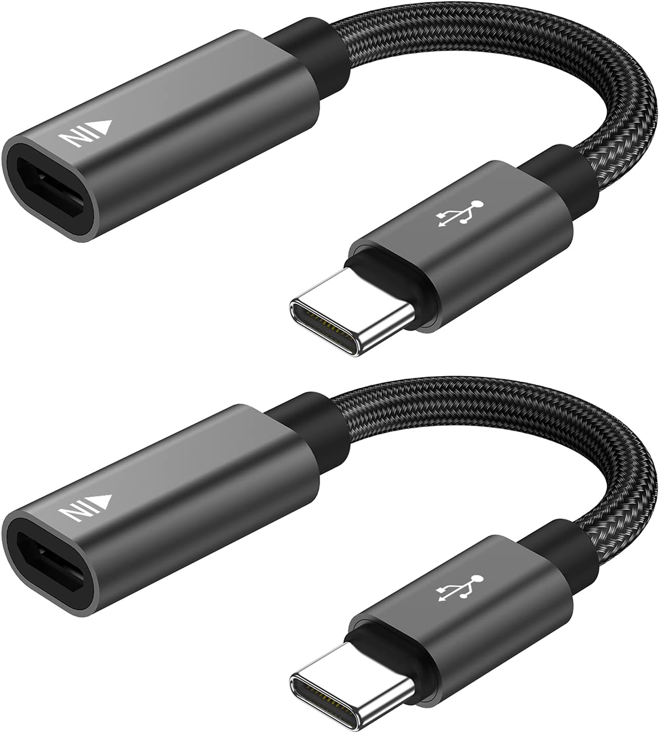 Micro USB to USB C Adapter,(2-Pack) Micro USB Female to USB Type C Male Convert Connector Fast Charging Compatible with Samsung Galaxy S23 S22 S21 S20 S10 S9 Note 10 9 8, LG V35 V30 G8 G7,Google,Moto