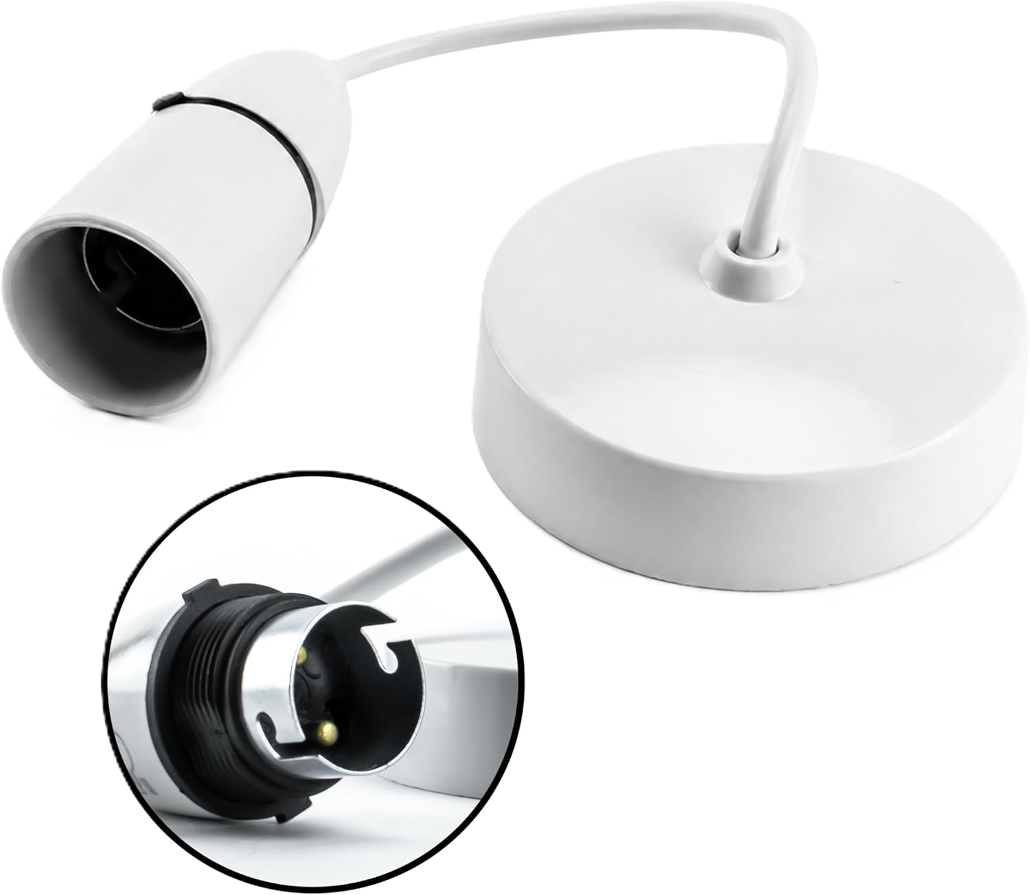Status Ceiling Pendant Light Fitting, 6‑Inch White Bayonet (B22) Pendant for Ceiling, Pre‑Wired with Cord Grip, Indoor Lighting Fixture, S6INCPB4