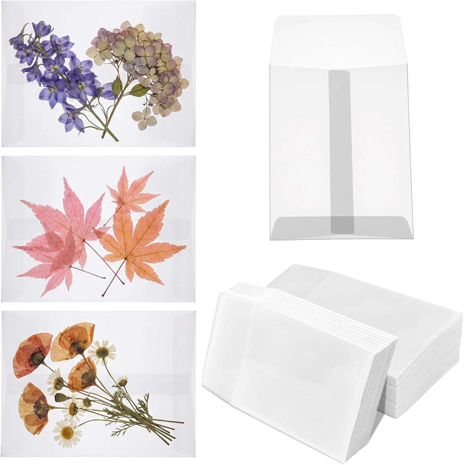 25 Pcs Clear Envelopes,5 X 7 In Glassine Envelopes, Frosted Transparent Vellum Envelope, for Seeds Stamp Coin Collecting Lottery Ticket Card