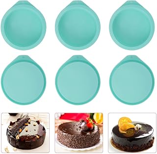 6-Pack Silicone Cake Molds 4 Inch Round Silicone Cake Pans Green Baking Pan Set Silicone Baking Mold DIY Rainbow Cakes and Round Resin Coaster Molds, 0.8 Inch Deep (Green)