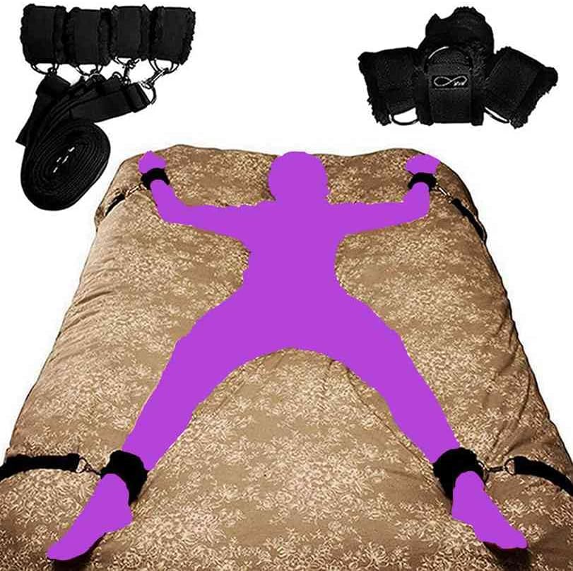 Bed Restraints for Queen Size Bed Sex Ties for Ankles and Wrists King Size Bed Couples Bondage Restraint Kit Sex Handcuff Set Restraint Ropes & lanyards Adult Play Sex Resistance Bands Women Sweater