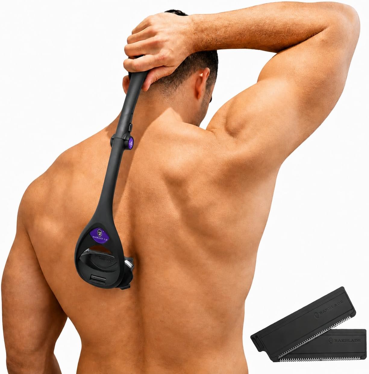 baKblade 2.0 - Back Hair Removal and Body Shaver (DIY), Ergonomic Handle, Shave Wet or Dry