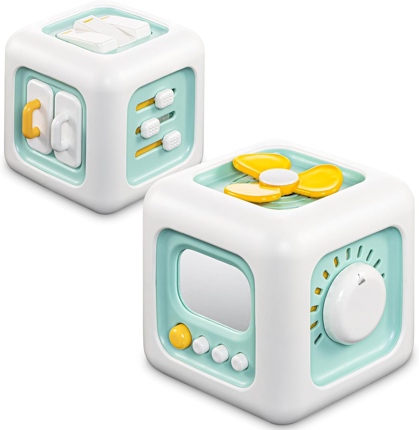 Busy Cube Toy, Sensory Toys for Toddlers 1-3, Baby Car Seat Toys 12-18 Months, Toddler Airplane Travel Toys Age 1-2, Learning Fine Motor Skills, 1st Birthday Gifts Stocking Stuffers Boy Girl