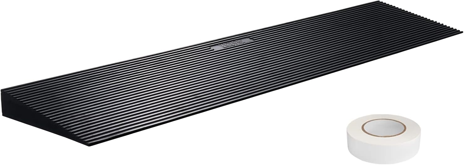 VEVOR 1.2" Rise Cuttable Threshold Ramp for Sweeping Robot, 35.4" Wide Natural Rubber Wheelchair Ramp, Non-Slip Solid Rubber Ramp with Double-Sided Tape for Doorways,Driveways,Bathroom,Smooth Tile
