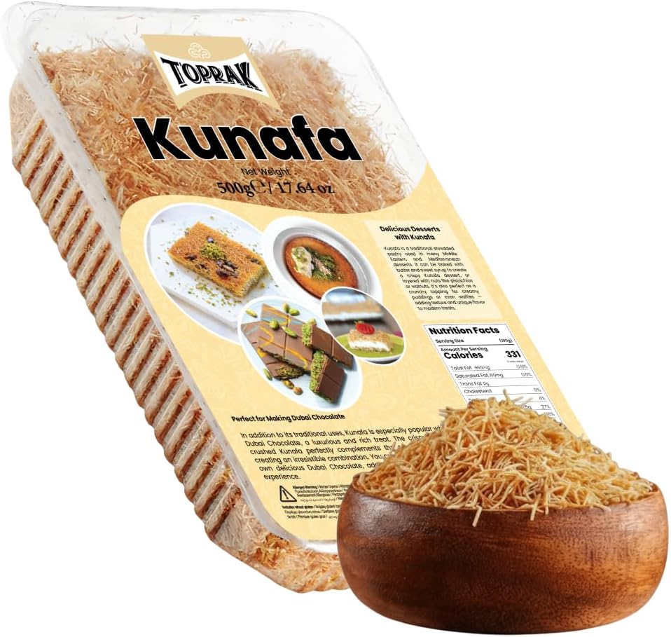 Toprak Kunafa Premium Vegan Kataifi Pastry 500g Large Pack – Ingredient for Viral Dubai Pistachio Chocolate Bar, Filo Dough for Kunafa Spread & Dessert Toppings