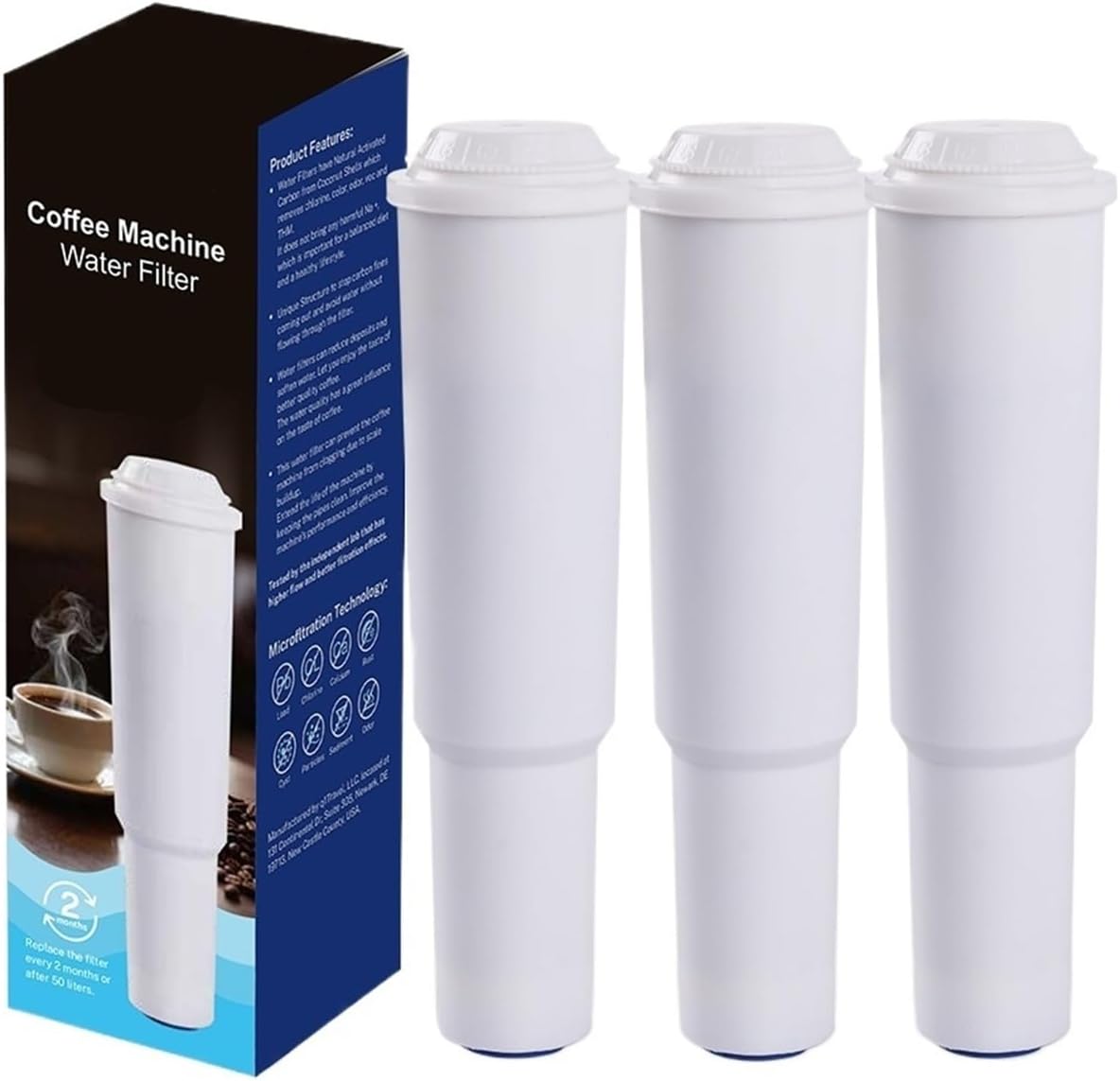 Coffee Machine Water Filter Replacement， Compatible for Jura Clearyl White Jura 7520 64553 Capresso Models C1000 Jura S9， 3 Pack