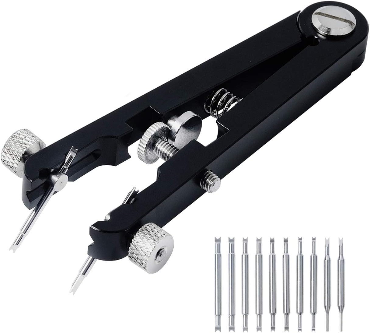 Watch Spring Bar Plier Tool Set with Durable 10 Tips Pins, 6825 Spring Bar Tweezer Tool for Watch Wrist Bands Strap Removal Repair Fix Kit