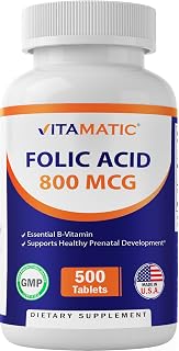 Vitamatic Folic Acid 800 mcg - 500 Vegetarian Tablets - Vitamin B9