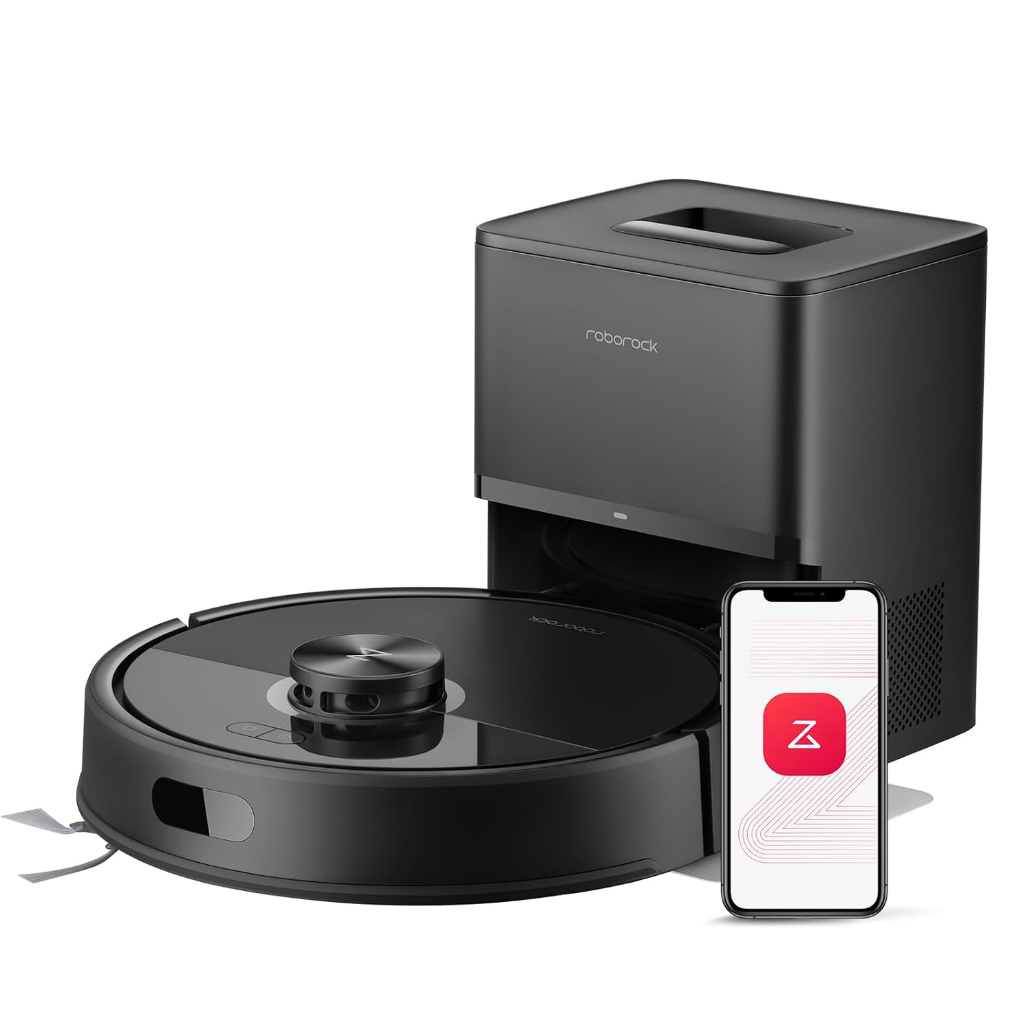 roborock Q7 M5+ Robot Vacuum and Mop, Upgraded from Q5 Max+, 7 Weeks Self-Emptying, 10000Pa Suction, Dual Anti-Tangle System, for Pet Hair & Carpet, PreciSense LiDAR Navigation, App Control, Black