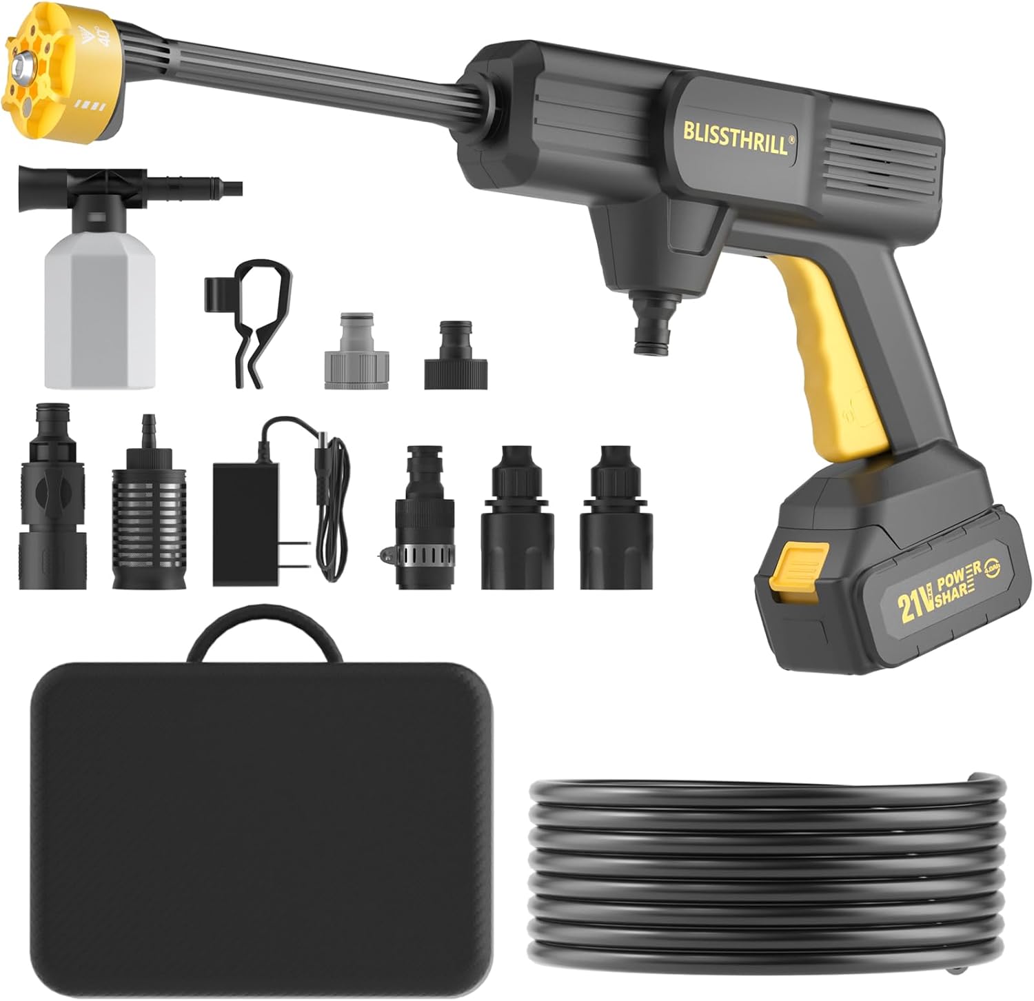 Cordless Pressure Washer Battery Operated; 1100PSI 2.4 GPM Portable Cordless Power Washer with 6-in-1 Nozzle, Foam Cannon, 21V Battery&Charger; Handheld Pressure Washer for Home, Car, Yard