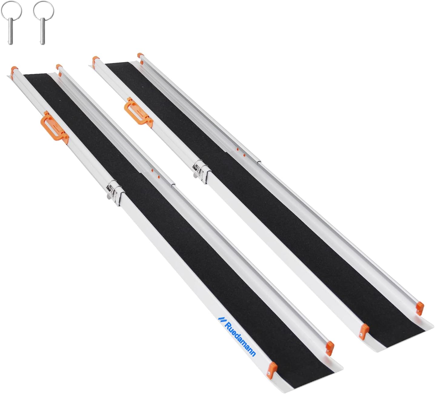 Ruedamann 7' 6.7" Adjustable Aluminum Wheelchair Ramp,Portable Telescoping Non-Skid Surface Wheelchair Ramp for Home, Stairs, Steps, 600lbs Capacity (MR207N-7)