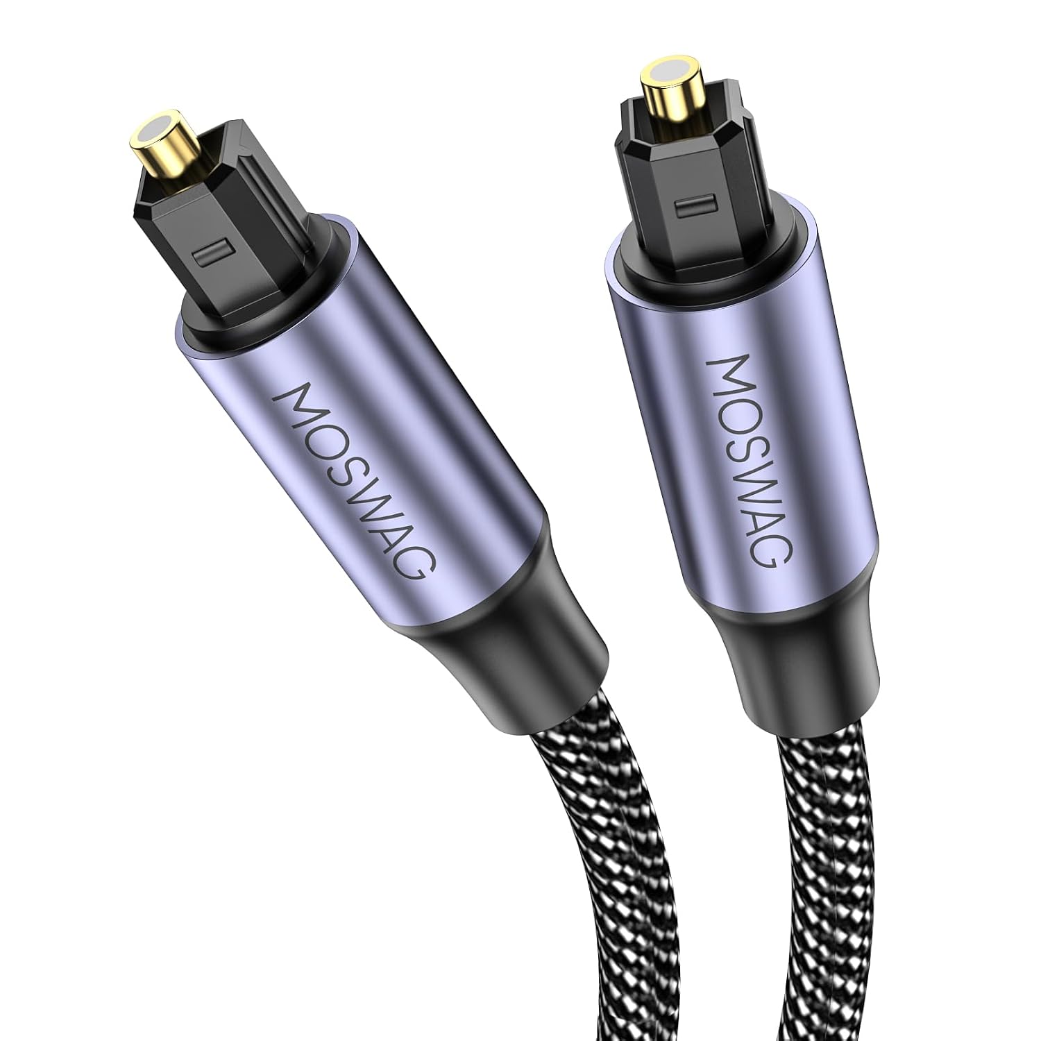 MOSWAG 2M/6.6FT Optical Toslink Cable, Gold Plate Digital Toslink Cable, Spdif Cable Extension,Plug Fiber Optic Cord Available for Soundbar to TV, Home Theater or Game Console and so on