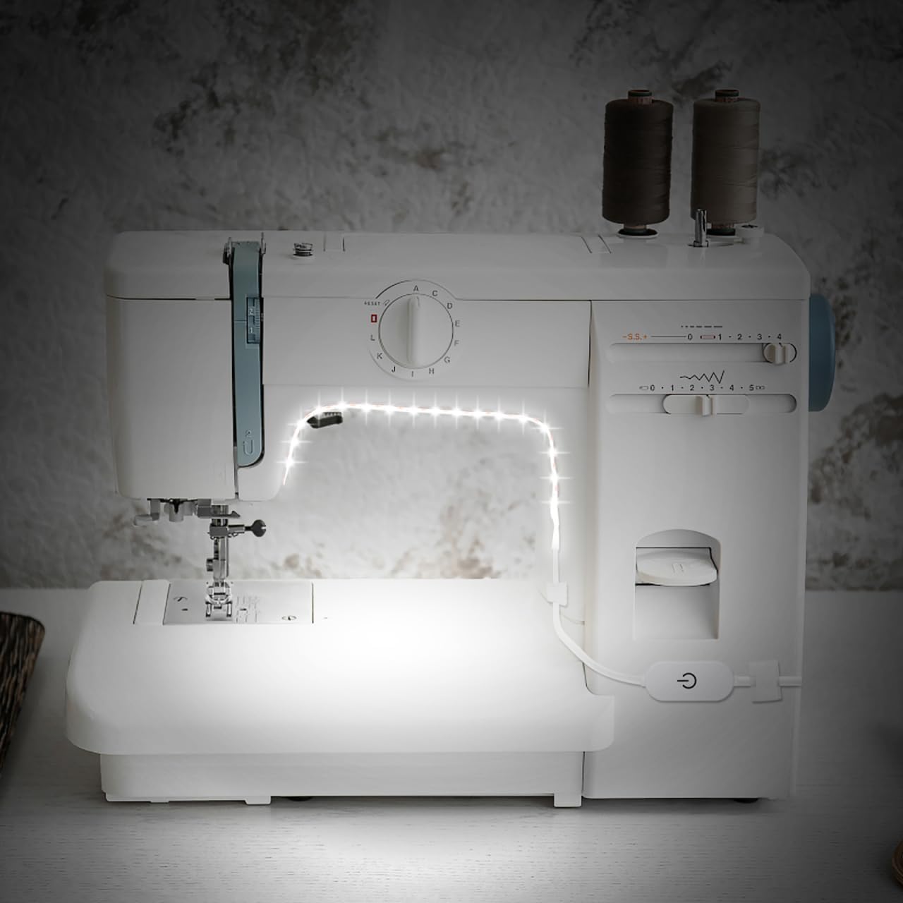 Mobestech 2pcs Sewing Machine LED Light Strips Self-Adhesive Strip Lights, 2 Meters 5V USB 6500K