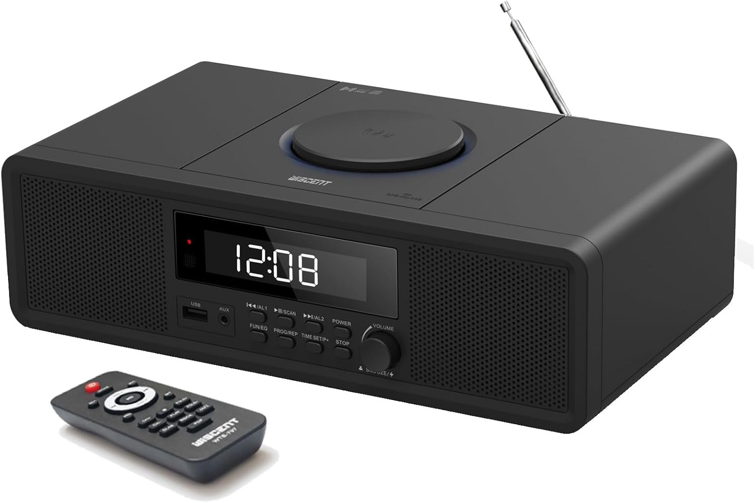 Compact Home Stereo System with CD Player, FM Radio, Bluetooth, USB, AUX-in, Alarm Clock,DSP-Tech, Remote, Clear 20W RMS Sound HiFi System (Black)